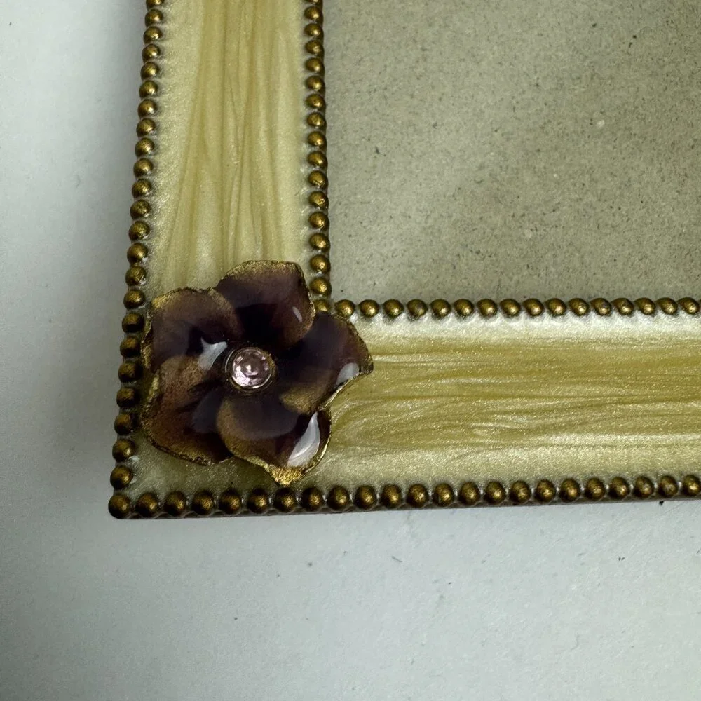 Frame Creme  / Purple Enamel Jemeled Pink Phinestone Jewels